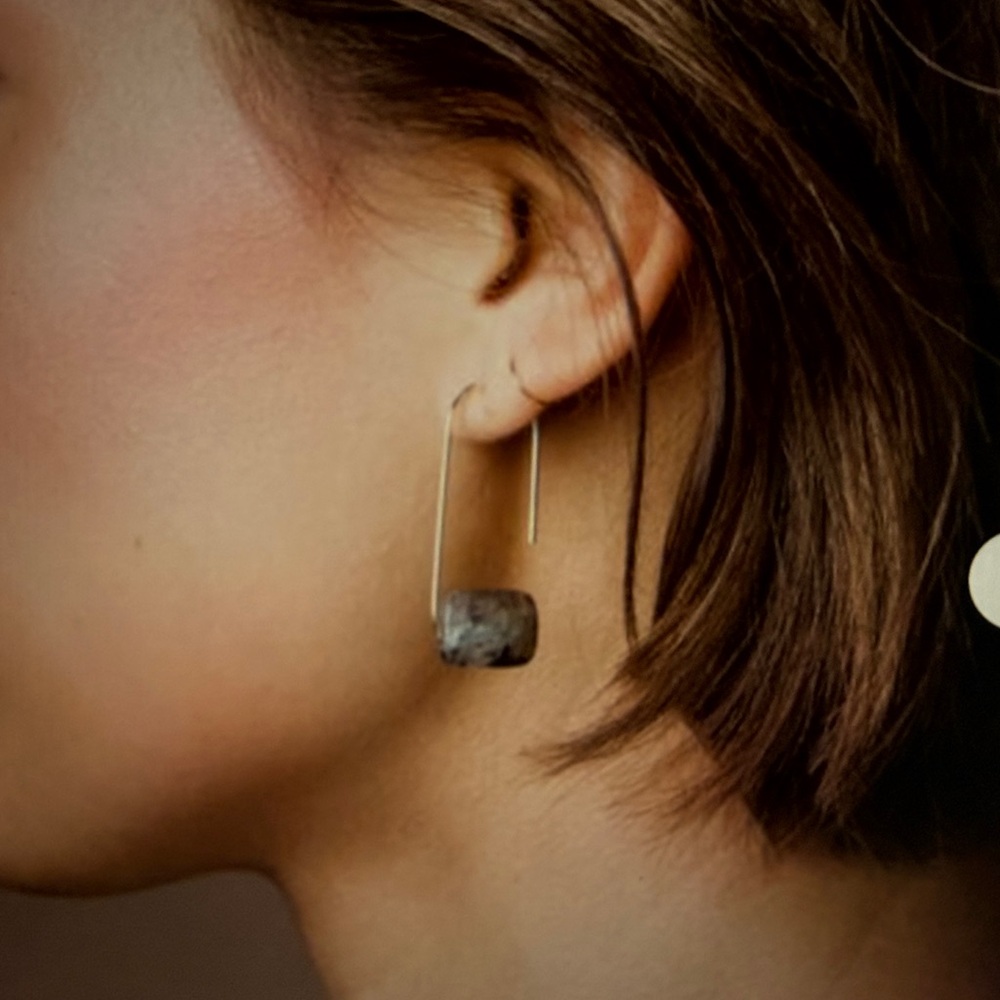 Scout Curated Women’s Blue & Cream Drop Earrings - Picture 3 of 3